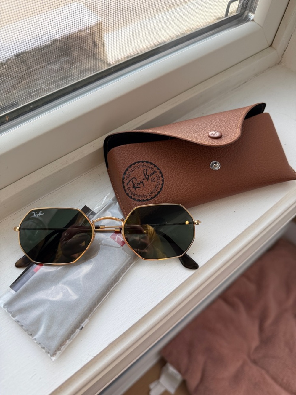 Ray-Ban Gold Octagonal Frame Sunglasses